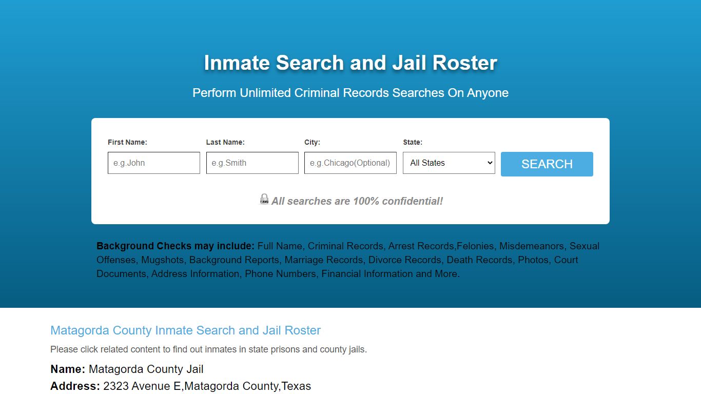 Matagorda County Inmate Search and Jail Roster