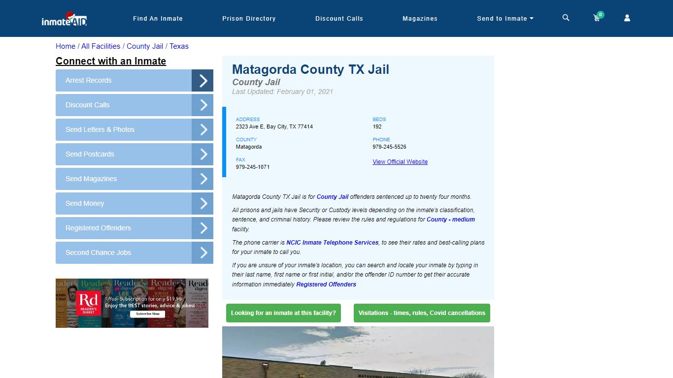 Matagorda County TX Jail - Inmate Locator - Bay City, TX